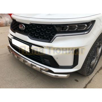 Защита переднего бампера двойная с перемычками Папа Тюнинг d60/42 для Kia Sorento 2020-
