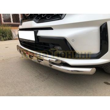 Защита переднего бампера двойная с перемычками Папа Тюнинг d60/42 для Kia Sorento 2020-