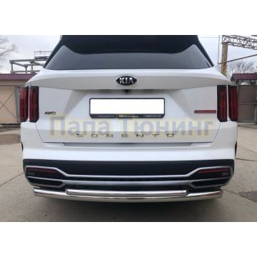 Защита заднего бампера двойная Папа Тюнинг d60/42 для Kia Sorento 2020-