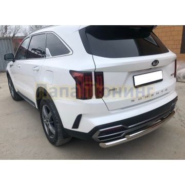 Защита заднего бампера двойная Папа Тюнинг d60/42 для Kia Sorento 2020-
