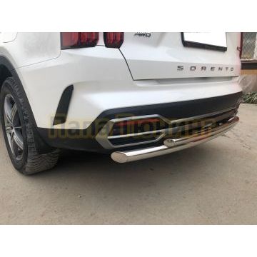 Защита заднего бампера двойная Папа Тюнинг d60/42 для Kia Sorento 2020-