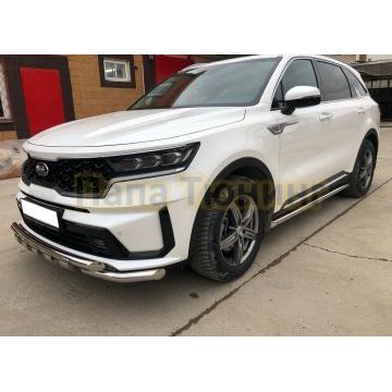Защита штатного порога труба Папа Тюнинг d60 для Kia Sorento 2020-