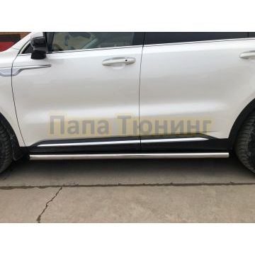 Защита штатного порога труба Папа Тюнинг d60 для Kia Sorento 2020-