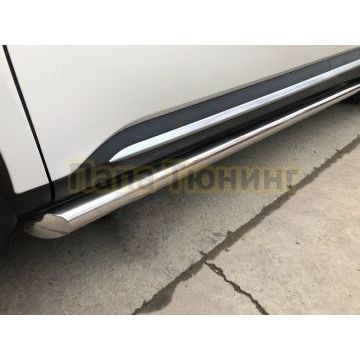 Защита штатного порога труба Папа Тюнинг d60 для Kia Sorento 2020-