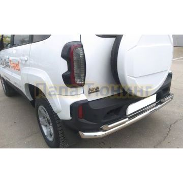 Защита заднего бампера d60/42 двойная Папа Тюнинг для Lada Niva Travel 2021-