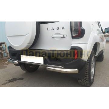 Защита заднего бампера угловая d60 Папа Тюнинг для Lada Niva Travel 2021-