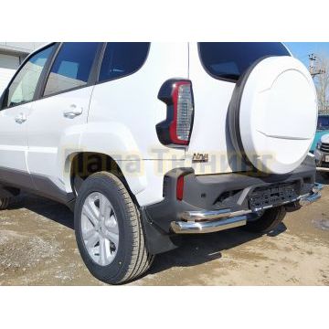 Защита заднего бампера угловая двойная d60/d42 Папа Тюнинг для Lada Niva Travel 2021-
