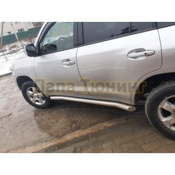 Защита штатного порога d76 Папа Тюнинг для Toyota Land Cruiser 200 2007-2012