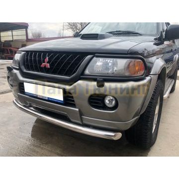 Защита переднего бампера d60 Папа Тюнинг для Mitsubishi Pajero Sport 1998-2007