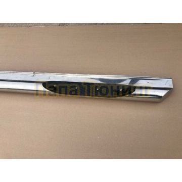 Пороги труба с проступью с нержавеющим листом d76 Папа Тюнинг для Mitsubishi Pajero Sport 1998-2007