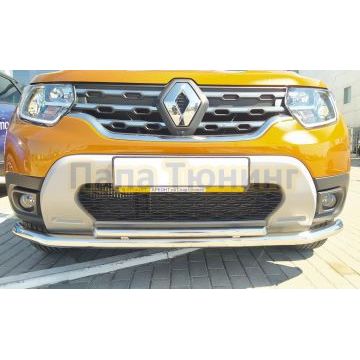 Защита переднего бампера двойная Папа Тюнинг d60/42 для Renault Duster 2021-