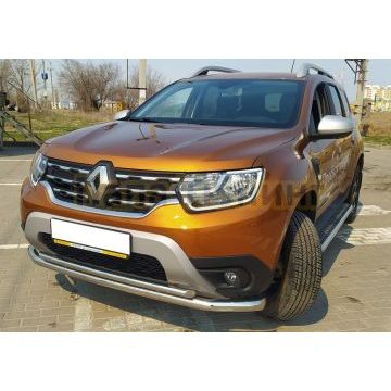 Защита переднего бампера двойная Папа Тюнинг d60/42 для Renault Duster 2021-