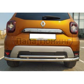 Защита заднего бампера двойная Папа Тюнинг d60/42 для Renault Duster 2021-