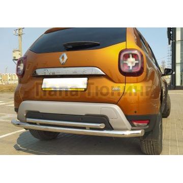 Защита заднего бампера двойная Папа Тюнинг d60/42 для Renault Duster 2021-