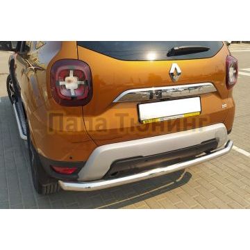 Защита заднего бампера двойная Папа Тюнинг d60 для Renault Duster 2021-