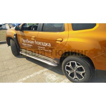 Пороги с накладным листом Папа Тюнинг d53 для для Renault Duster 2021-