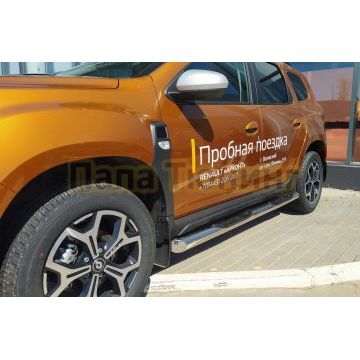 Пороги труба с проступью d76 Папа Тюнинг для Renault Duster 2021-