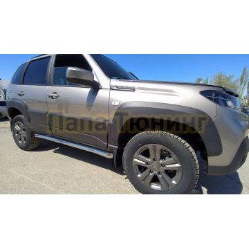 Защита штатного порога труба d60 Папа Тюнинг для Lada Niva Travel 2021-