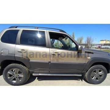 Защита штатного порога труба d60 Папа Тюнинг для Lada Niva Travel 2021-