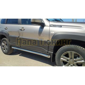Защита штатного порога труба d60 Папа Тюнинг для Lada Niva Travel 2021-