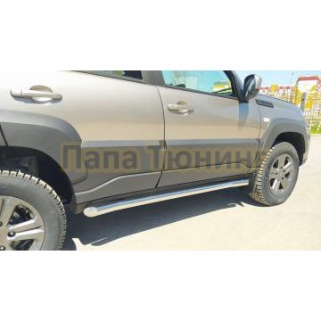 Защита штатного порога труба d60 Папа Тюнинг для Lada Niva Travel 2021-