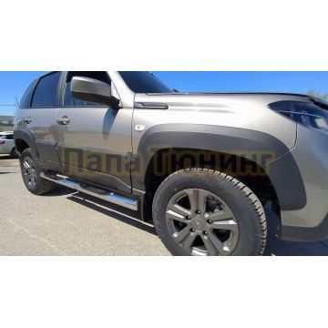 Пороги труба с проступью d76 Папа Тюнинг для Lada Niva Travel 2021-