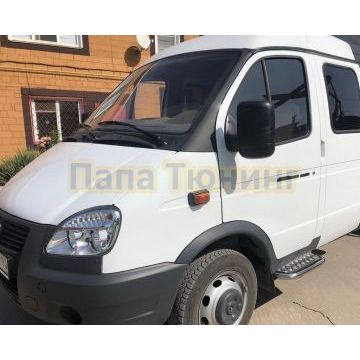 Пороги с накладным листом d42 Папа Тюнинг для ГАЗель Соболь