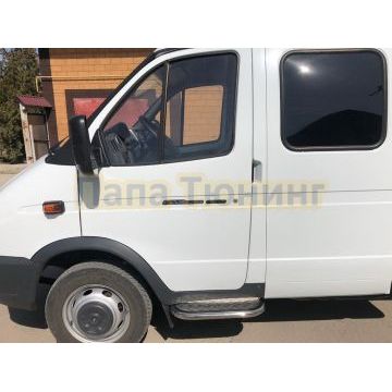 Пороги с накладным листом d42 Папа Тюнинг для ГАЗель Соболь