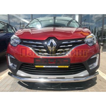 Защита переднего бампера с подгибами d60 Папа Тюнинг для Renault Kaptur 2020-