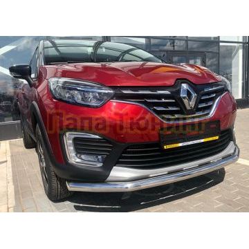 Защита переднего бампера с подгибами d60 Папа Тюнинг для Renault Kaptur 2020-