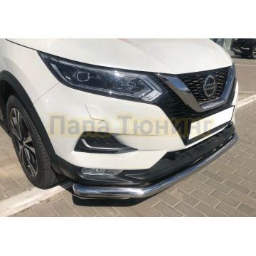 Защита переднего бампера с двумя подгибами d60 Папа Тюнинг для Nissan Qashqai 2019-