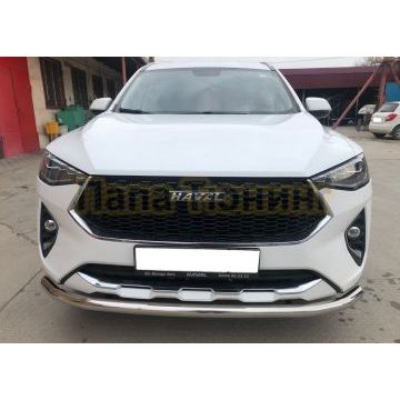 Защита переднего бампера с подгибами d60 Папа Тюнинг для Haval F7/F7x 2019-2022