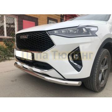 Защита переднего бампера с подгибами d60 Папа Тюнинг для Haval F7/F7x 2019-2022