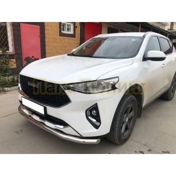 Защита переднего бампера с подгибами d60 Папа Тюнинг для Haval F7/F7x 2019-2022