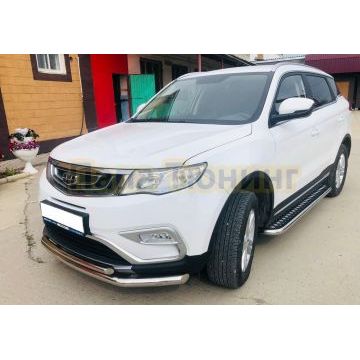 Пороги с накладным листом Папа Тюнинг d53 для Geely Atlas 2018-2023