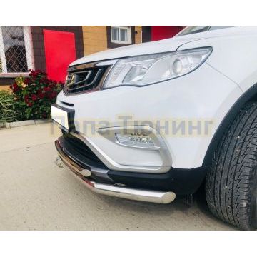 Защита переднего бампера двойная Папа Тюнинг d60/42 для Geely Atlas 2018-2023