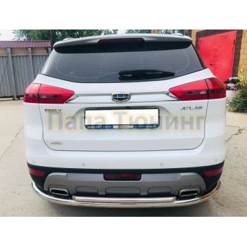 Защита заднего бампера двойная Папа Тюнинг d60/42 для Geely Atlas 2018-2023