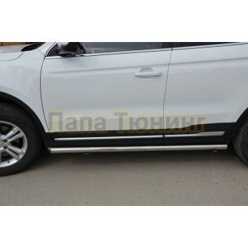 Защита штатного порога труба Папа Тюнинг d60 для Geely Atlas 2018-2023