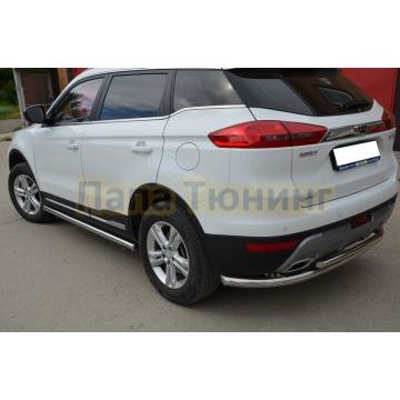 Защита штатного порога труба Папа Тюнинг d60 для Geely Atlas 2018-2023