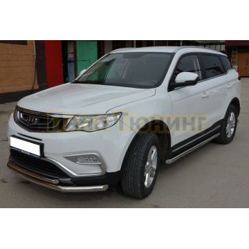 Защита штатного порога труба Папа Тюнинг d60 для Geely Atlas 2018-2023