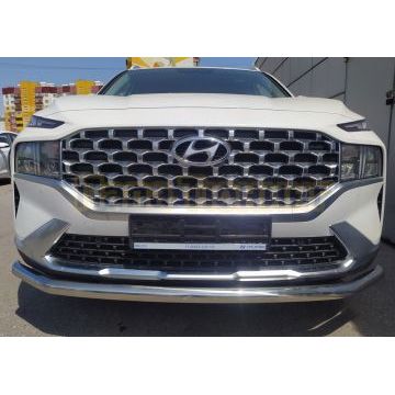 Защита переднего бампера d60 Папа Тюнинг для Hyundai Santa fe 2021-