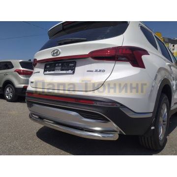 Защита заднего бампера d60 Папа Тюнинг для Hyundai Santa fe 2021-