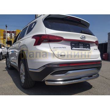 Защита заднего бампера d60 Папа Тюнинг для Hyundai Santa fe 2021-
