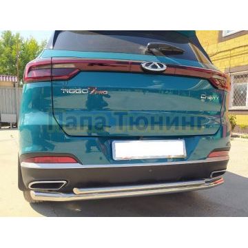 Защита заднего бампера двойная Папа Тюнинг для Chery Tiggo 7 Pro Max 2022-