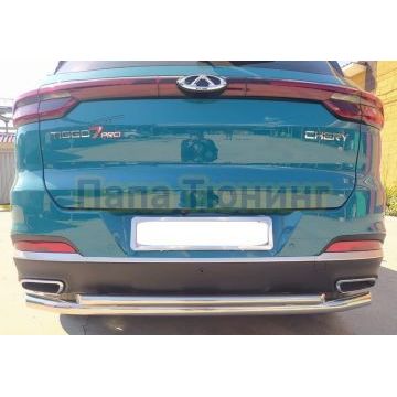 Защита заднего бампера двойная Папа Тюнинг для Chery Tiggo 7 Pro Max 2022-