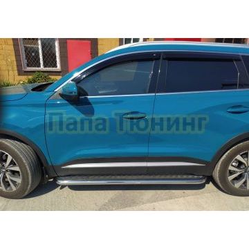 Пороги с накладным листом Папа Тюнинг d53 для XCITE X-Cross 7 2024-