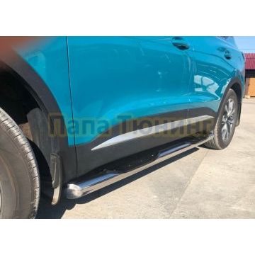 Пороги труба с проступью Папа Тюнинг d76 для XCITE X-Cross 7 2024-