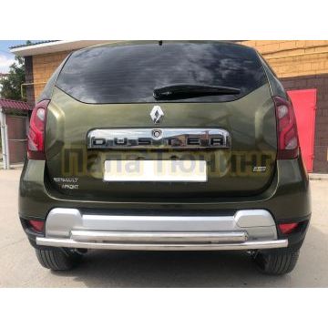 Защита заднего бампера двойная d60/42 Папа Тюнинг для Renault Duster 2015-2021
