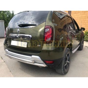 Защита заднего бампера двойная d60/42 Папа Тюнинг для Renault Duster 2015-2021