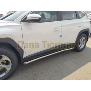 Защита порога труба d60 Папа Тюнинг для Hyundai Tucson 2021-